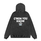 Present Hoodie Portrait Printing Loose Hoodie Vintage Distressed