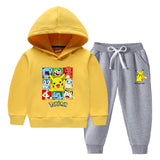 Children Pokemon Pikachu Hoodie & Pant Set Fleece Lined Padded Warm Keeping Sweatshirt Set