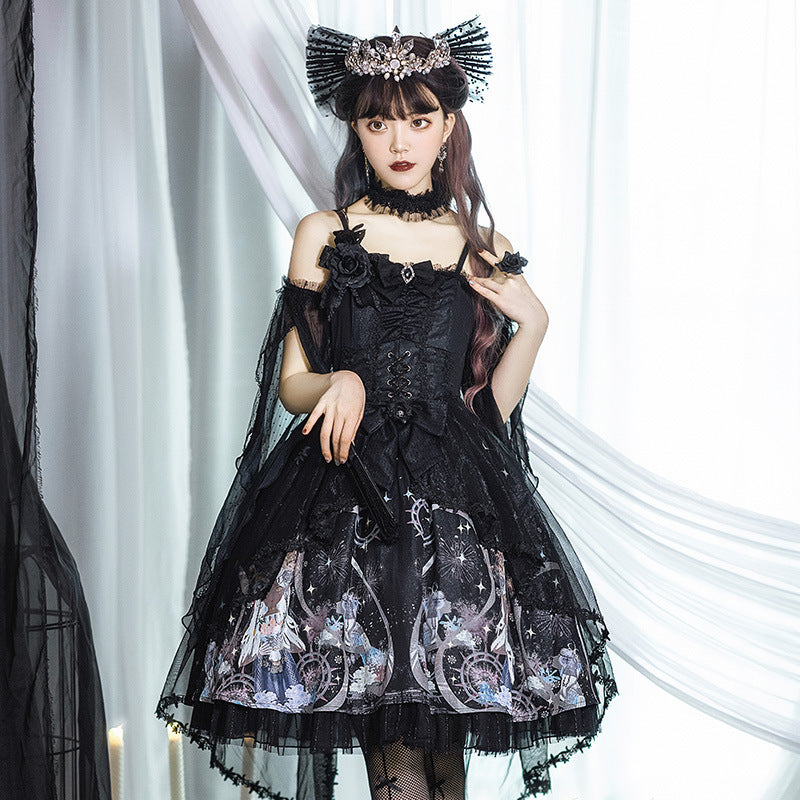 Gothic Lolita Harajuku Style Clothing Lolita Dress JSK Dark Light Flower Wedding Tea Party Small Skirt