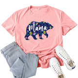 Boy Mama T Shirts Floral Mama Bear Bear Mother Pattern Printed T-shirt