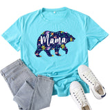 Boy Mama T Shirts Floral Mama Bear Bear Mother Pattern Printed T-shirt