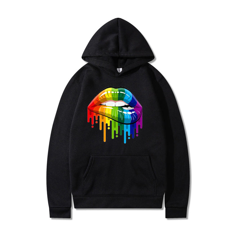 Drippy Hoodies Lip Printings Loose Sweater