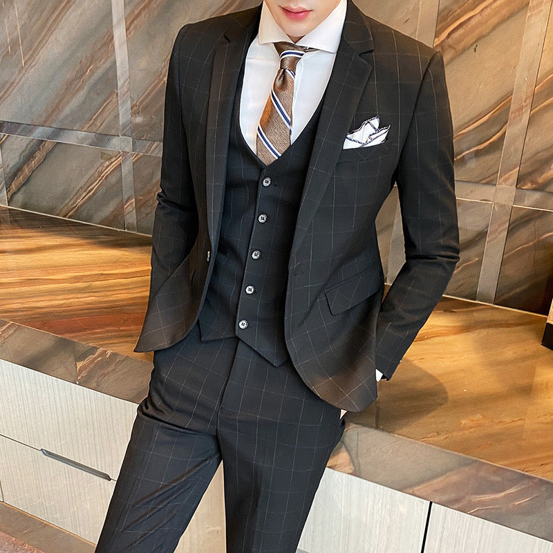 Seersucker Suit Men's Three-Piece Suit