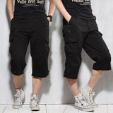 Men's Capris Pants below the Knee Shorts Summer Men's Oversized Cargo Pants Cotton Shorts