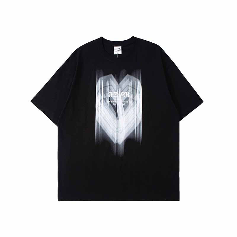Man Summer T Shirt Heart Printing Crew Neck