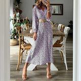 Women Bohemian Dress Women's Summer Long-Sleeve Printed Dress