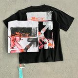 Off White T Shirts Red Doodle Hand Drawn Arrow Men and Women Same Type T-shirt