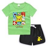Children Pokemon Pikachu Tshirts & Shorts Casual Sweat Wicking Suit Neutral