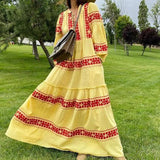 Beth Dutton Bohemian Dress Summer Spring Midi Dresses Autumn Printed Long Sleeve Self-Tie Dress