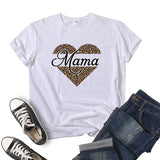 Boy Mama T Shirt Leopard Print Love Mama Printed Short Sleeve round Neck T-shirt