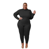 Women Plus Size Co-Ords Knitted Stretch Slim Fit Loungewear Suit