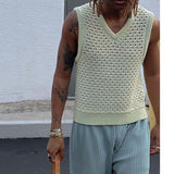 Rave Outfits Mens Vest Knitted V-neck