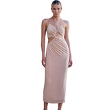 Music Festivals Rave Outfits Dress Spring/Summer Sexy Backless Spaghetti Straps Slim-Fit Oblique Shoulder Hollow Dress