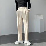 Seersucker Suit Straight-Leg Trousers Suit Pants