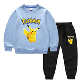 Children Pokemon Pikachu Hoodie & Pant Set Two-Piece Baby Cotton Sweater Set