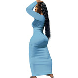 Women's Deep V-neck Slim-Fit Sexy Long-Sleeved Long Dress