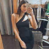 Emily Ratajkowski Dress Slant Shoulder Sexy Solid Color Slim Temperament Dress