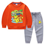 Children Pokemon Pikachu Hoodie & Pant Set Two-Piece Baby Cotton Sweater Set