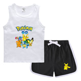 Children Pokemon Pikachu Tshirts & Shorts Casual Sports Sweat-Absorbent Suit Neutral