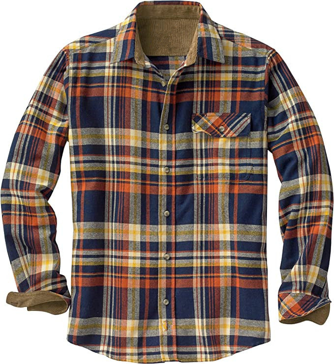 Mens Flannel Jacket Spring and Autumn Single-Breasted Shirt Plaid Long Sleeve Loose Jacket Jacket