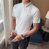 Men Polo Shirts Slim Embroidered Simple Lapel T-shirt