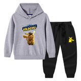 Children Pokemon Pikachu Hoodie & Pant Set Hooded Sweater Trousers Two-Piece Baby Cotton Sweater Set