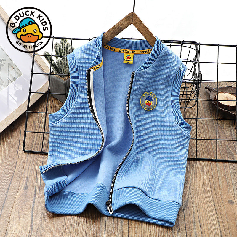 Children Baseball Jacket Yellow Duck Girls Casual Vest Autumn Spring Coat