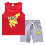 Children Pokemon Pikachu Tshirts & Shorts Vest Middle Pants Sports Casual Thin Two Pieces
