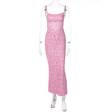 Women Exotic Dresses Spring and Summer Sexy Slim Fit Backless Strap Floral Dress