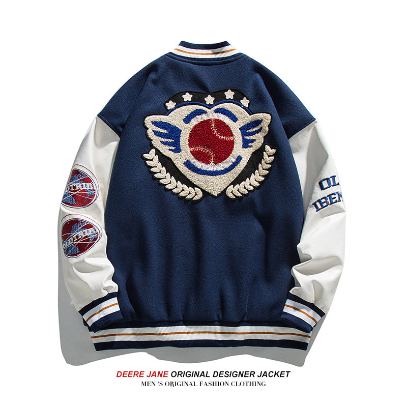 Men's Baseball Jacket Spring Stitching Towel Baseball Uniform Men's Baggy Casual Jacket Coat