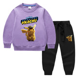 Children Pokemon Pikachu Hoodie & Pant Set Two-Piece Baby Cotton Sweater Set