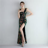 Sequin Evening Dress Split Long Sequined Fishtail Skirt