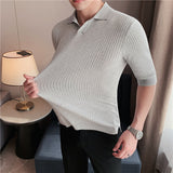Men Short Sleeve T-Shirt Striped Short Sleeve Polo Shirt