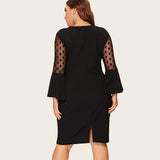 Nina Parker Dresses Sexy Mesh Flared Sleeves Fashion Slim-Fit Sheath Dress