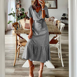 Women Bohemian Dress Summer Women's V-neck Short Sleeve Dress