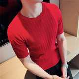 Men Short Sleeve T-Shirt Summer Knitted Short Sleeve T-shirt