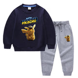 Children Pokemon Pikachu Hoodie & Pant Set Two-Piece Baby Cotton Sweater Set