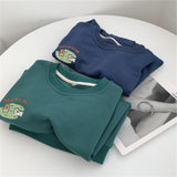 Diana Harvard Sweatshirt Blue round Neck Sweater Female Dog Print Long Sleeve Loose Sweatshirt 2