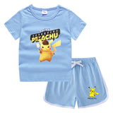 Children Pokemon Pikachu Tshirts & Shorts Casual Sports Undershirt Suit Neutral