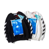 Off White Sweatshirts Long Sleeve Round Neck Sweater Autumn And Winter Mona Lisa Portrait Pattern Terry Sweater