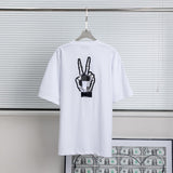 Drippy Hoodies Dissolved Smiley Face Finger Embroidery Short Sleeve Men's and Women's T-shirt