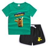Children Pokemon Pikachu Tshirts & Shorts Casual Sports Undershirt Suit Neutral