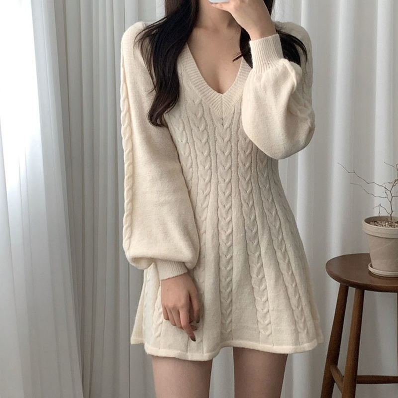 Sweater Dress Outfit With Tights 2 Piece Set Sweater Skirt Knitted Dress Women's Long Black Bottom Skirt Slim
