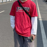 Thrasher T Shirt Summer T-shirt Male Letter Flame Print Pure Cotton Couple