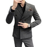 Seersucker Suit Striped Double Breasted Suit