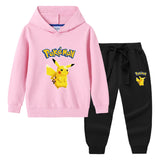 Children Pokemon Pikachu Hoodie & Pant Set Sweater Trousers Two-Piece Baby Cotton Suit