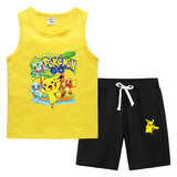 Children Pokemon Pikachu Tshirts & Shorts Summer Vest Middle Pants Sports Casual Thin Two Pieces