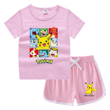 Children Pokemon Pikachu Tshirts & Shorts Casual Sweat Wicking Suit Neutral