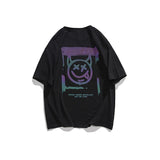 Men Tshirts Little Devil Smiley Face Printed Short-Sleeved T-shirt Men's Loose-Fitting plus Size Half-Length Sleeves Cotton Spring and Summer