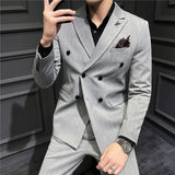 Double Brewed Seersucker Suit Winter Men's Suit Slim Fit Casual